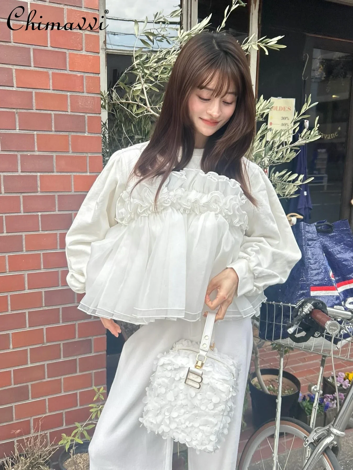 

Japanese New Spring Romantic Exquisite Flower Embroidery Handbag Girls Women's Flash Shiny Square Bag Crossbody Mini Tote Bags