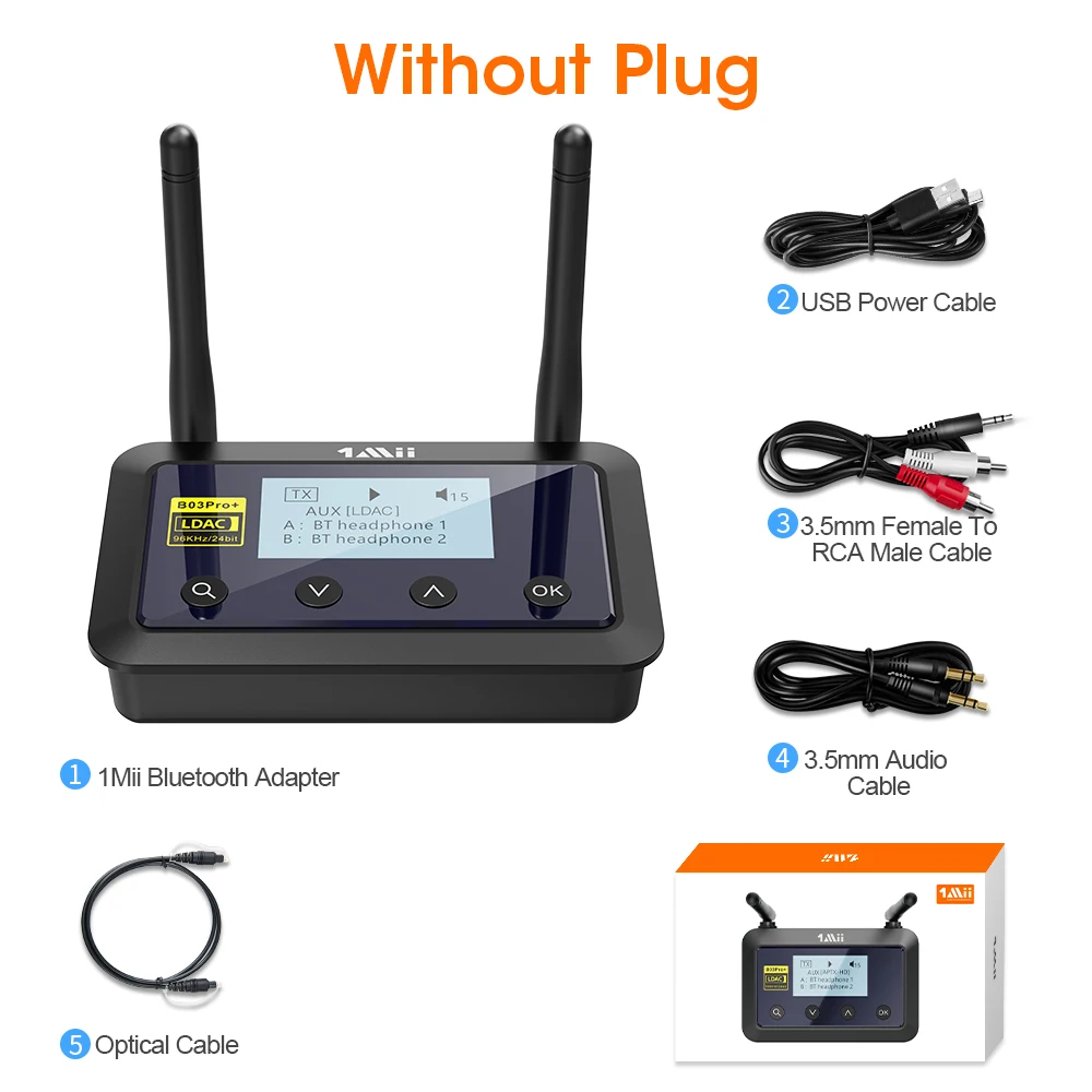 1Mii B03Pro bluetooth 5.0トランスミッタレシーバaptx ll hd CSR8675