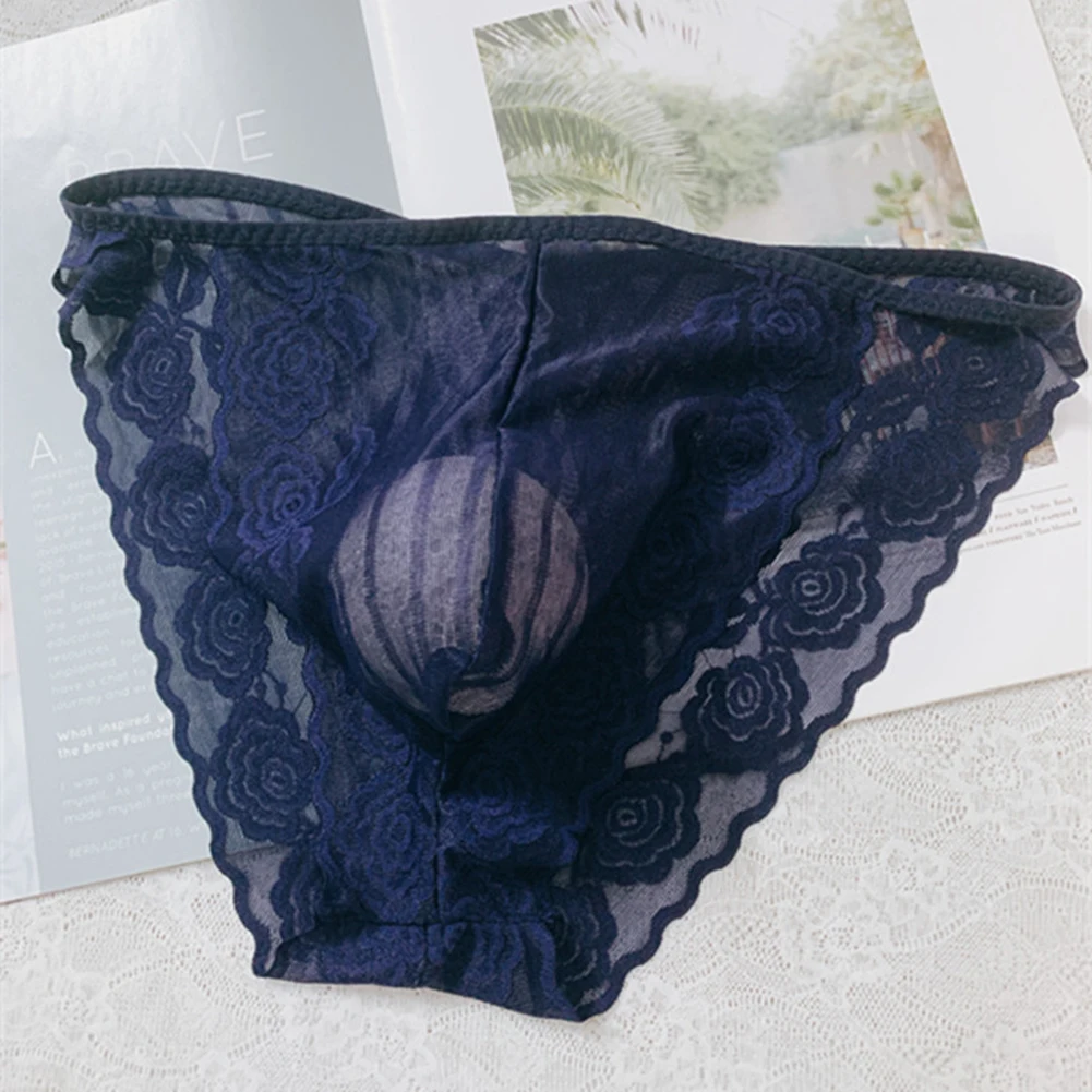 

Sexy Underwear Men Comfortable Seamless Lace Men's Briefs Transparent U Convex Personalized Plus Size Men Underpants