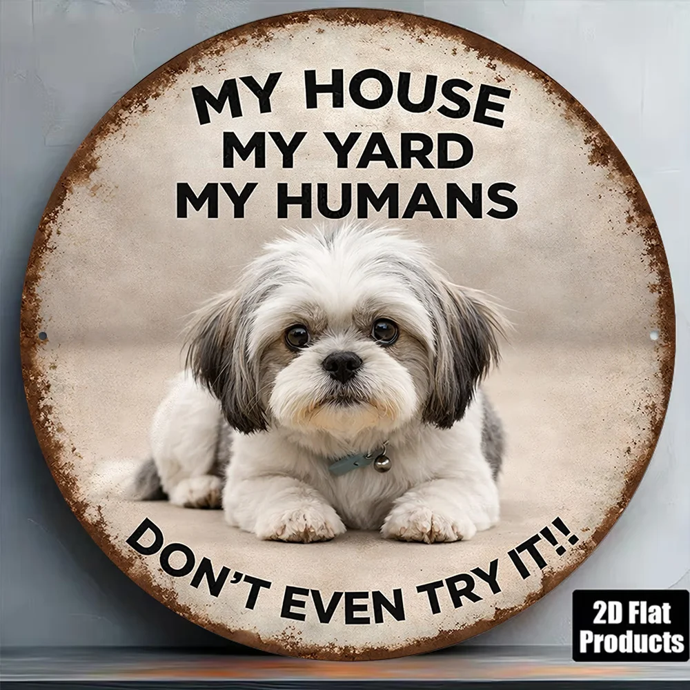 1pc 8*8In/20X20Cm 2D Flat Round Sign, Vintage Plaque about 
