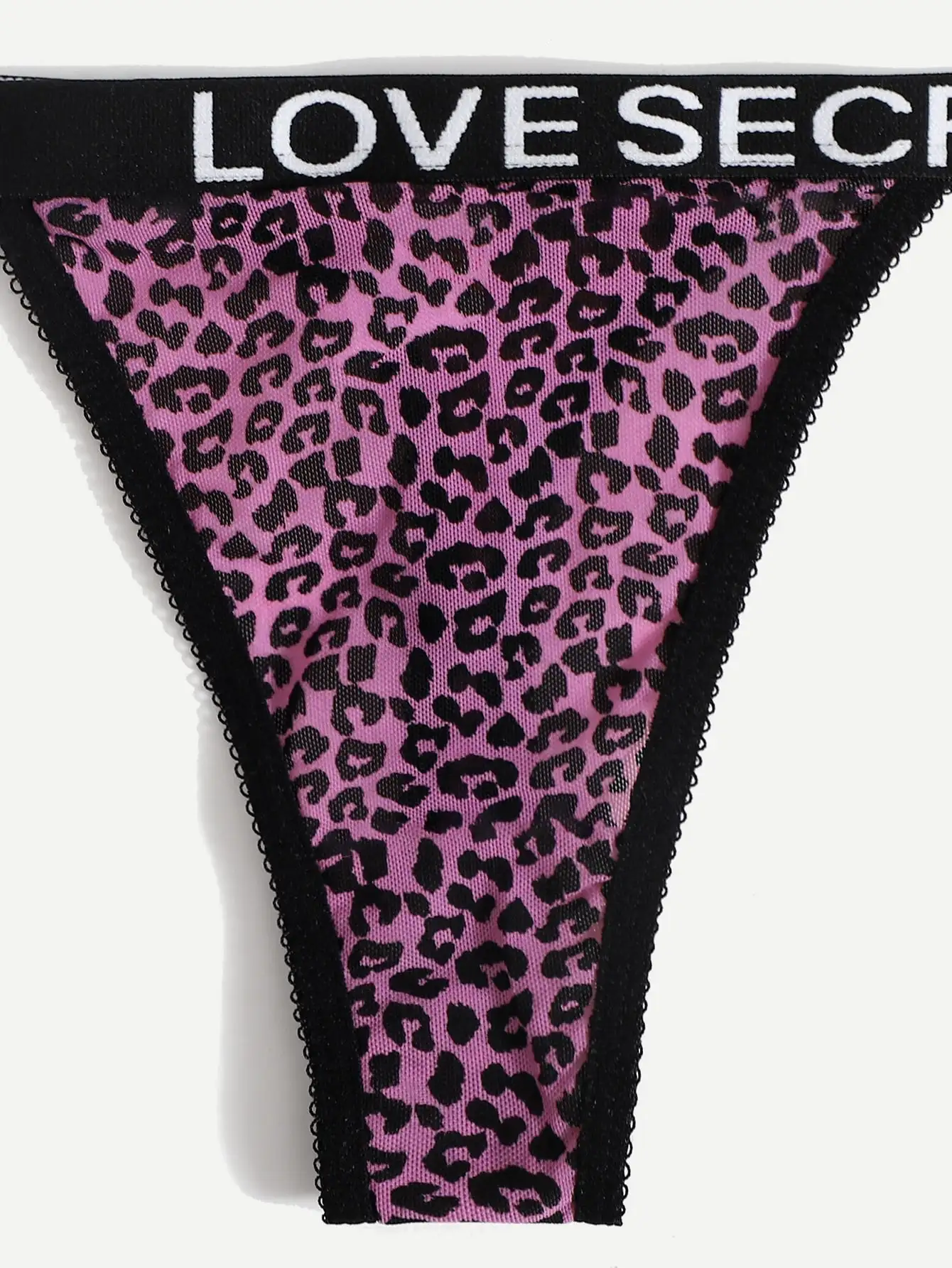 Sexy Leopard Print Thong for Women Invisible Underwear Letter Ribbon Design Three Color Combinations C902