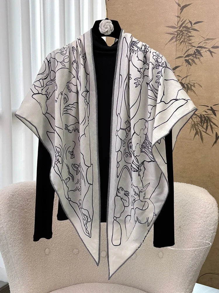 00-wool-e-scarf-oulder-wrap-women's-autumn-winter-20x20x95cm-digital-spray-painting-animal-pattern-decorative-s