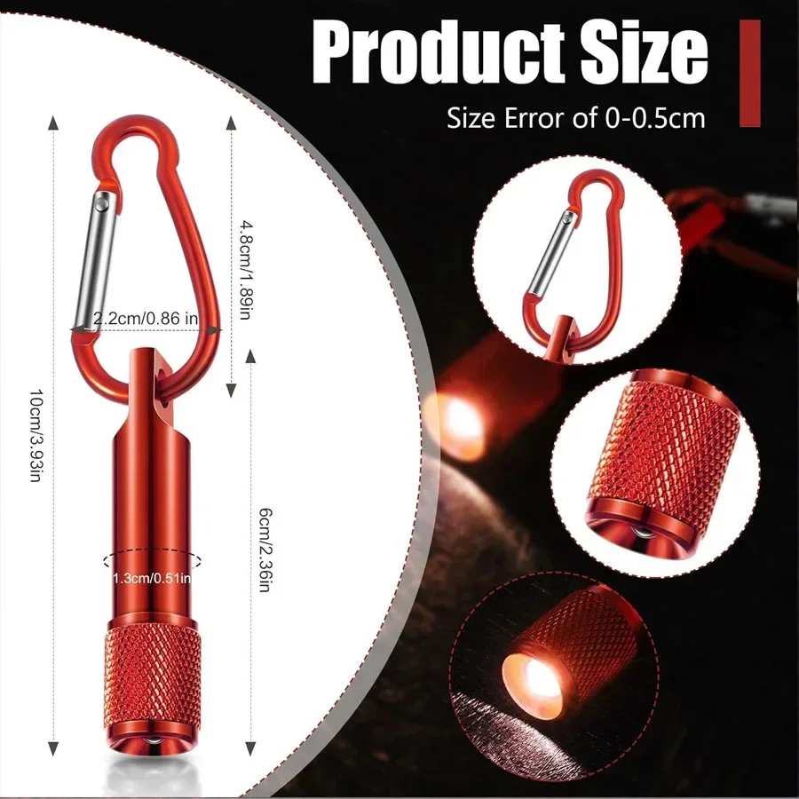 30pcs Free LOGO Mini LED Flashlight Outdoor Carabiner Clip Keychain Portable Sports Torch Lamp