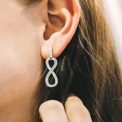 Huitan Elegant Infinity Figure Eight Shape Earrings for Women Paved Cubic Zirconia Fancy Girl Gift Fashion Versatile Ear Jewelry