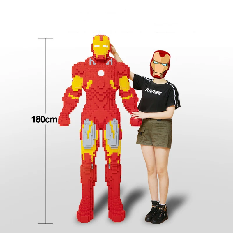 180cm ogromny Iron Man klocki Marvel Avengers Big Mikey cegły wyświetlacz zabawki na boże narodzenie dekoracja wnętrz