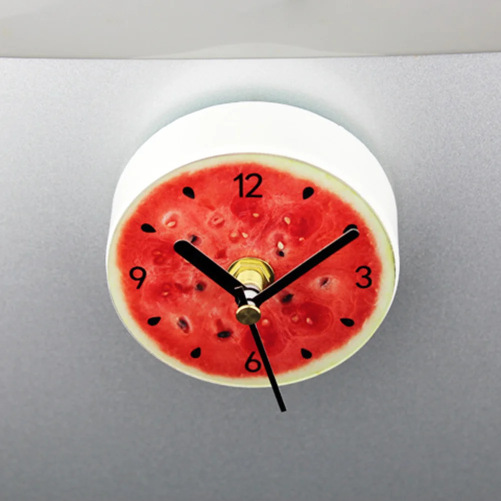 

Refrigerator Clock Magnet Sticker Watermelon Design Round Multifunctional Timepiece with Adhesion for Fridge Organizer
