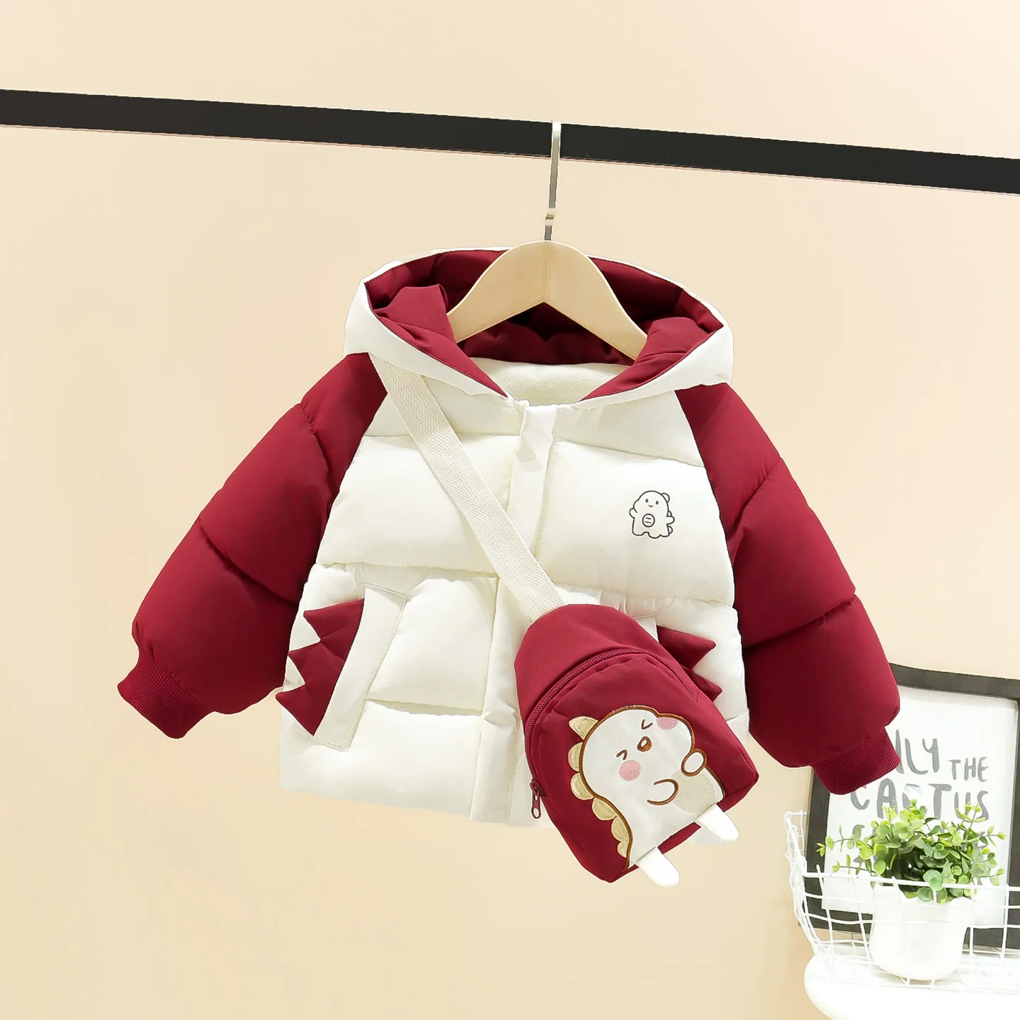 

Утепленная хлопковая куртка для малышей: зимнее теплое пальто с капюшоном на флисовой подкладке, детская теплая хлопковая куртка с цветными вставками для зимы