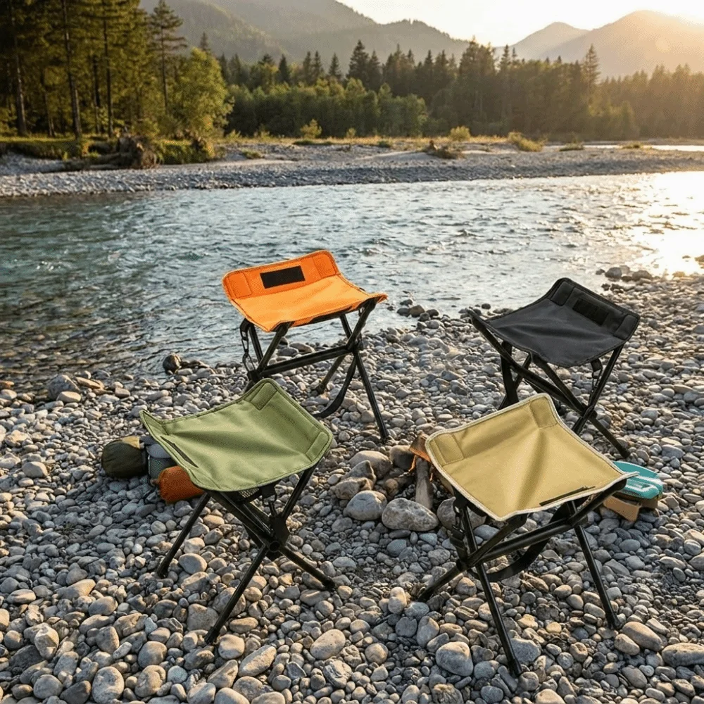Ultra-Light Outdoor Folding Stool Foldable Strong Load-bearing Camping Chair Small Bench Four-Legged Fishing Chair
