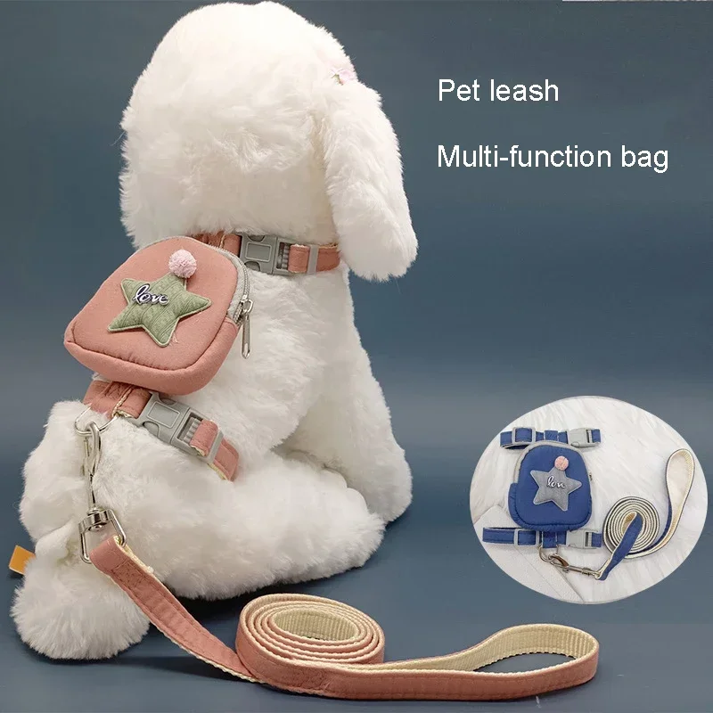 Dog Traction Rope Adjustable Pet Knapsack Poodle Bixiong Traction Rope Chest Strap Cat Collar Suit Dog Accessories Pet parts