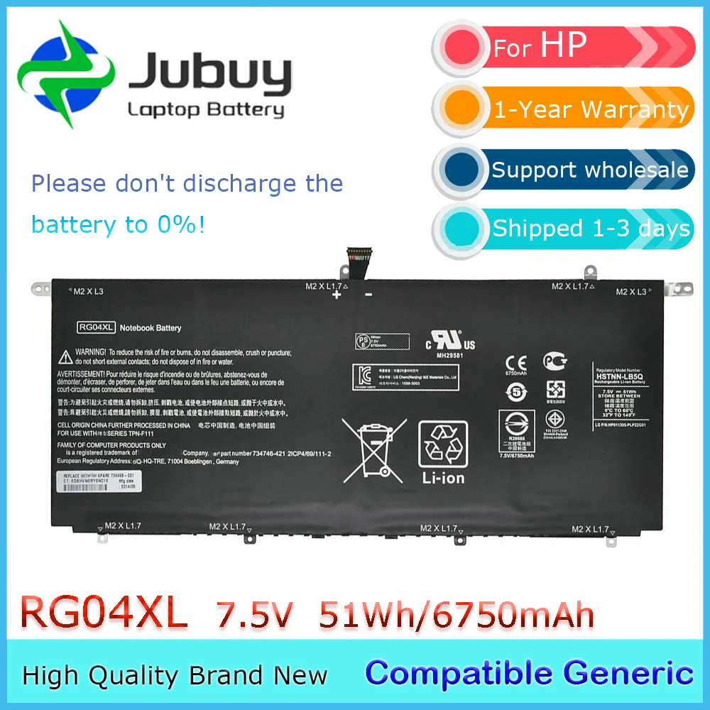 

RG04XL 7.4V 51Wh Compatible Generic Laptop Battery for HP Spectre 13-3000 13t-3000 RG04051XL HSTNN-LB5Q