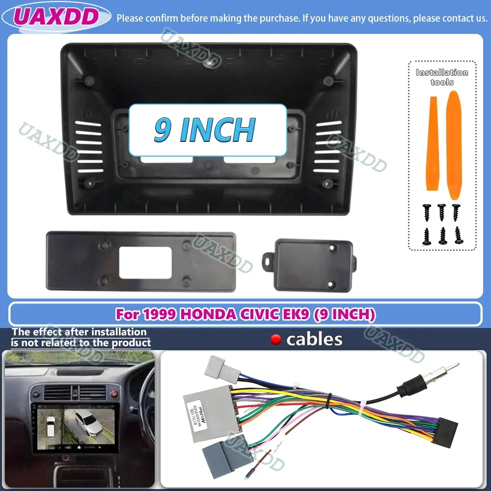 9 Inch Car Frame Fascia Adapter Android Radio MP5 Dash Fitting Panel Kit For Honda Civic EK9C EK9 1999 cable video harness 2 Din