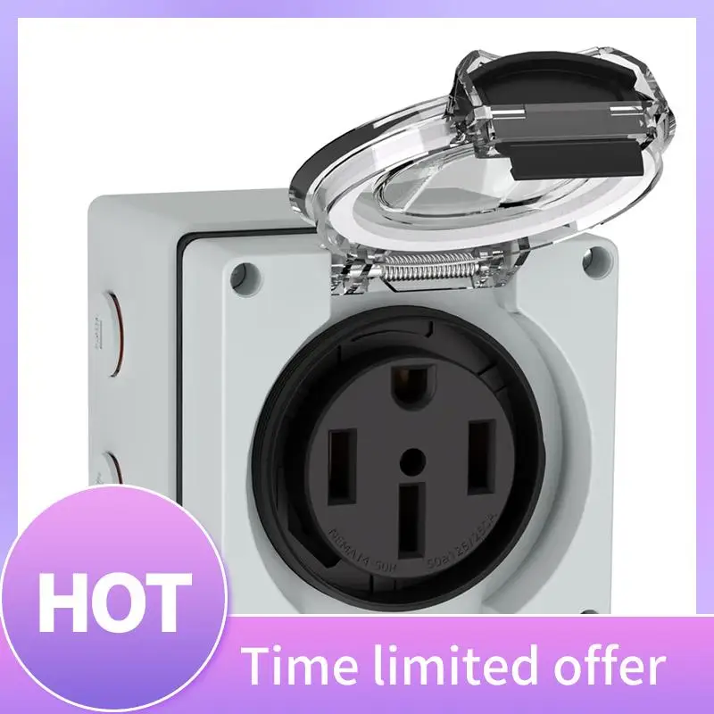 

B69C 50Amp Outdoor Power Outlet Box, NEMA 14-50R 125/250Volt Receptacle For Electric Vehicles, Dustproof And Weatherproof