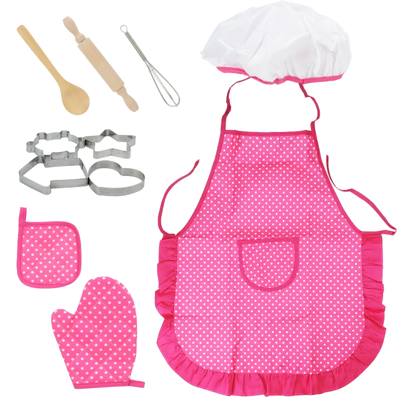 Kids Cooking and Baking Chef Set, Toddler Dress Up & Pretend Play Dress Up Clothes for Ages 3-12, Kitchen Toys with Kids Aprons