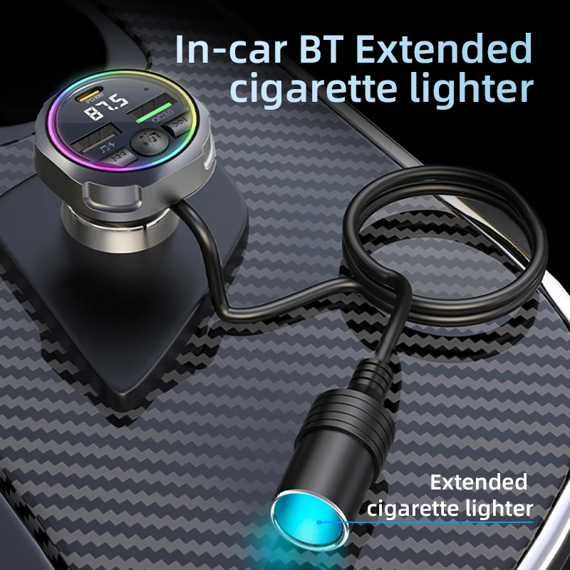 سيارة بلوتوث 5.3 استقبال الارسال سماعة لاسلكية تعمل بالبلوتوث سيارة محول مشغل MP3 يدوي دعوة المزدوج USB PD شاحن سريع LED #2