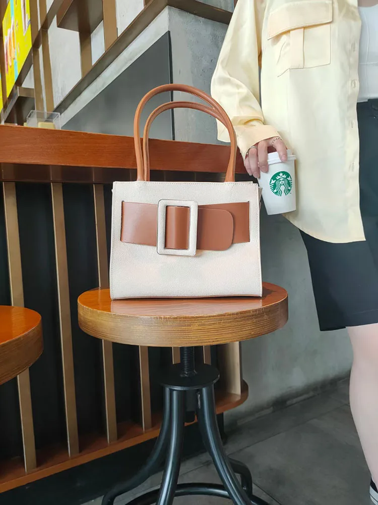 Women New Flap Shoulder Bag Square Buckle Cowhide Genuine Leather Elegant Ladies Bags Party Underarm Bag Casual Totes Handbag