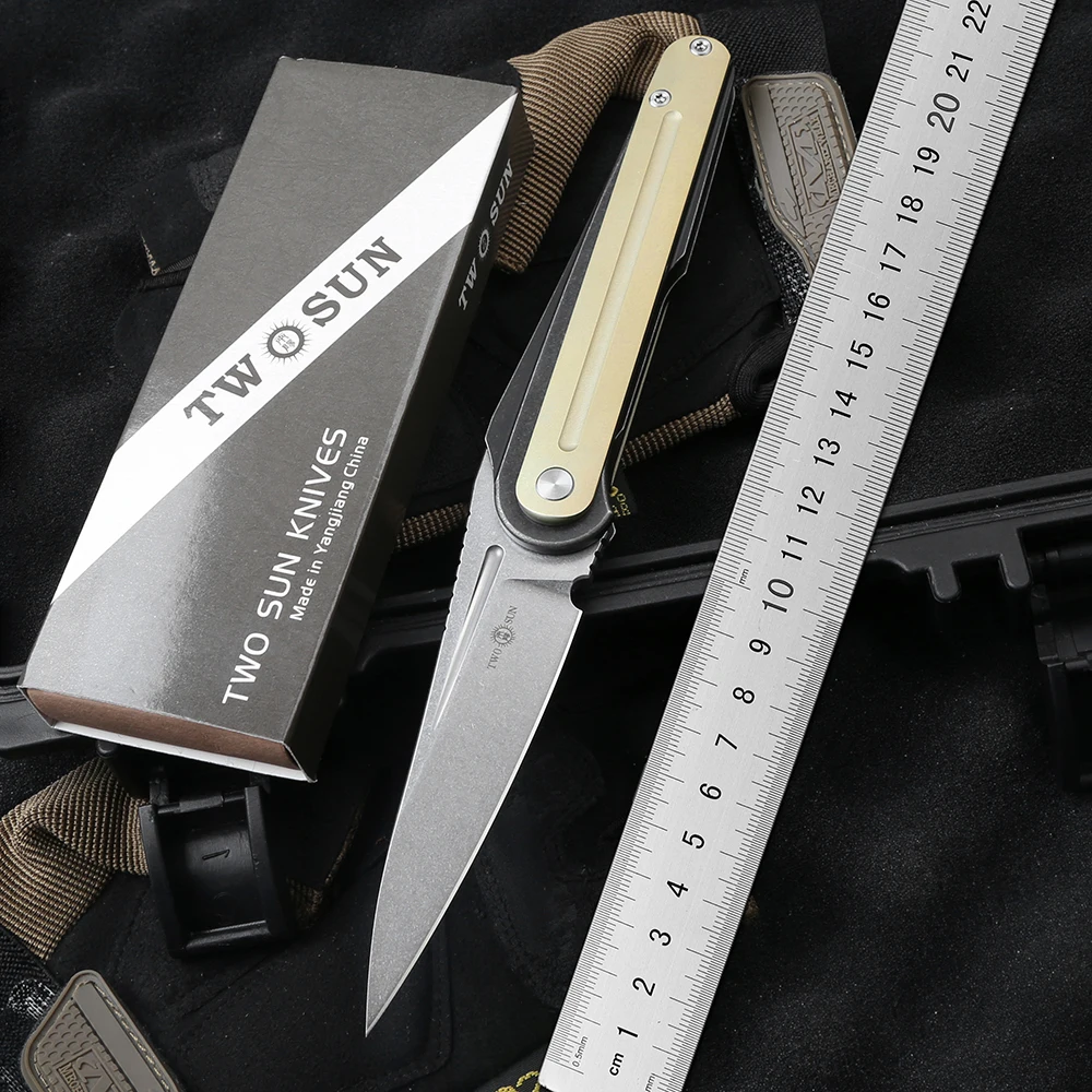 

TWO SUN TS372 Folding Knife D2 Blade TC4 Titanium Alloy Handle Kitchen Camping Outdoor Survival EDC Tools