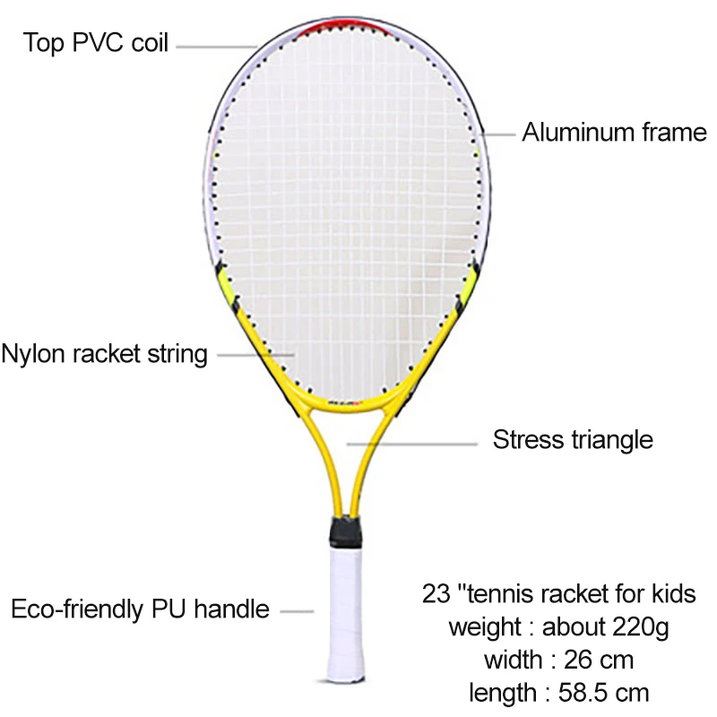 Tennis racket 23 inch children's tennis racket WQP youth aluminum alloy tennis racket available in multiple colors