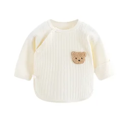 Vêtements 100% coton pour nouveau-né garçon et fille, t-shirt d'été, t-shirts ours en tricot pour bébé, pyjamas Sprint d'automne, pulls solides