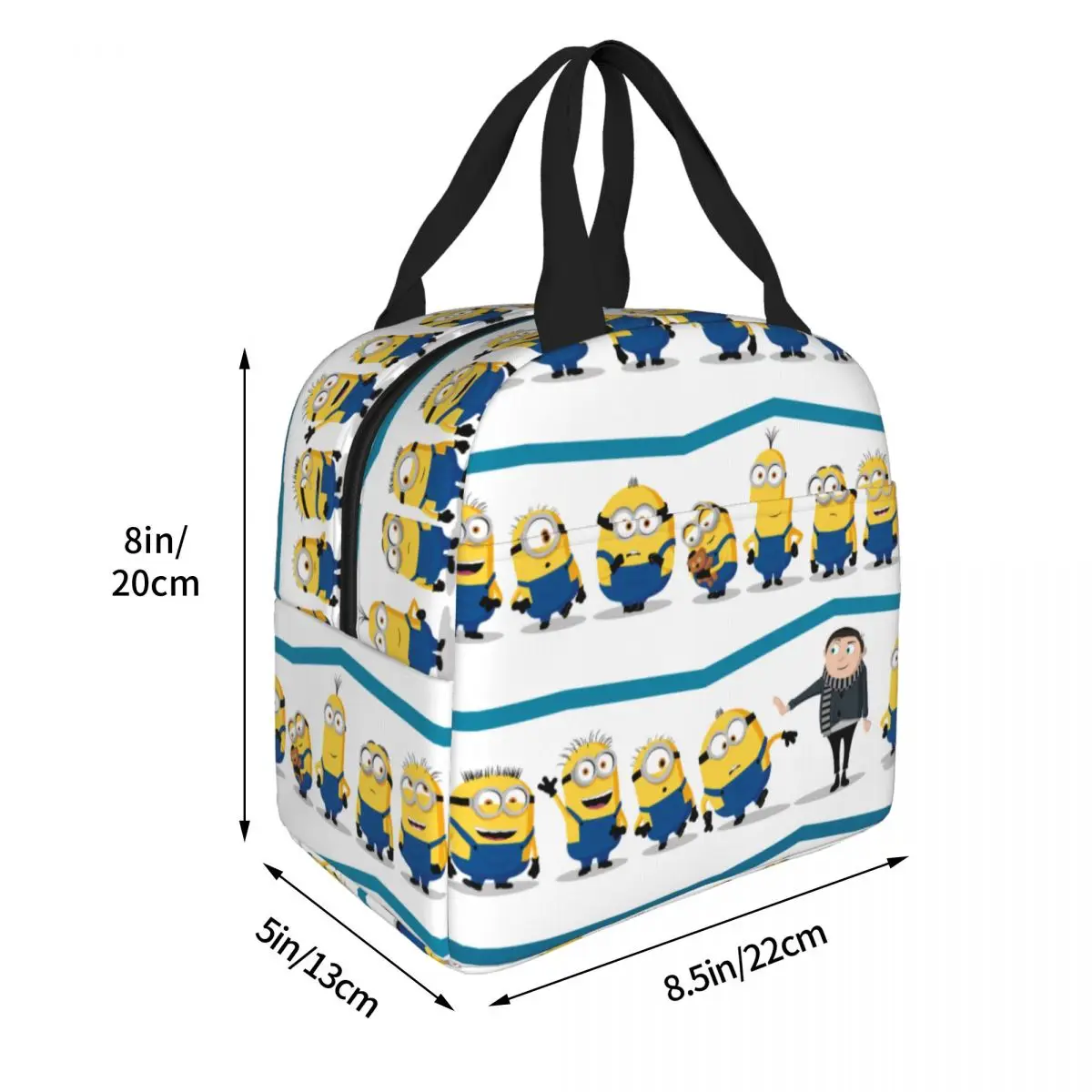 Minions Gru & Minions borsa per il pranzo isolata Line-Up borsa termica riutilizzabile ad alta capacità Tote Lunch Box College Picnic Food Bag