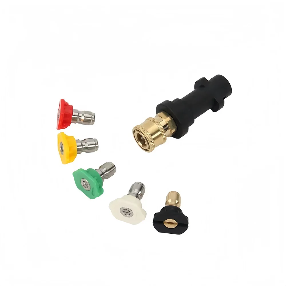 Hochdruck-Wasserpistolen-Schaumkanonen-Adapter-Set für Karcher K2 K3 K4 K5 K6 K7, Schnellanschluss mit farbigen Düsenaufsätzen – Detail 1