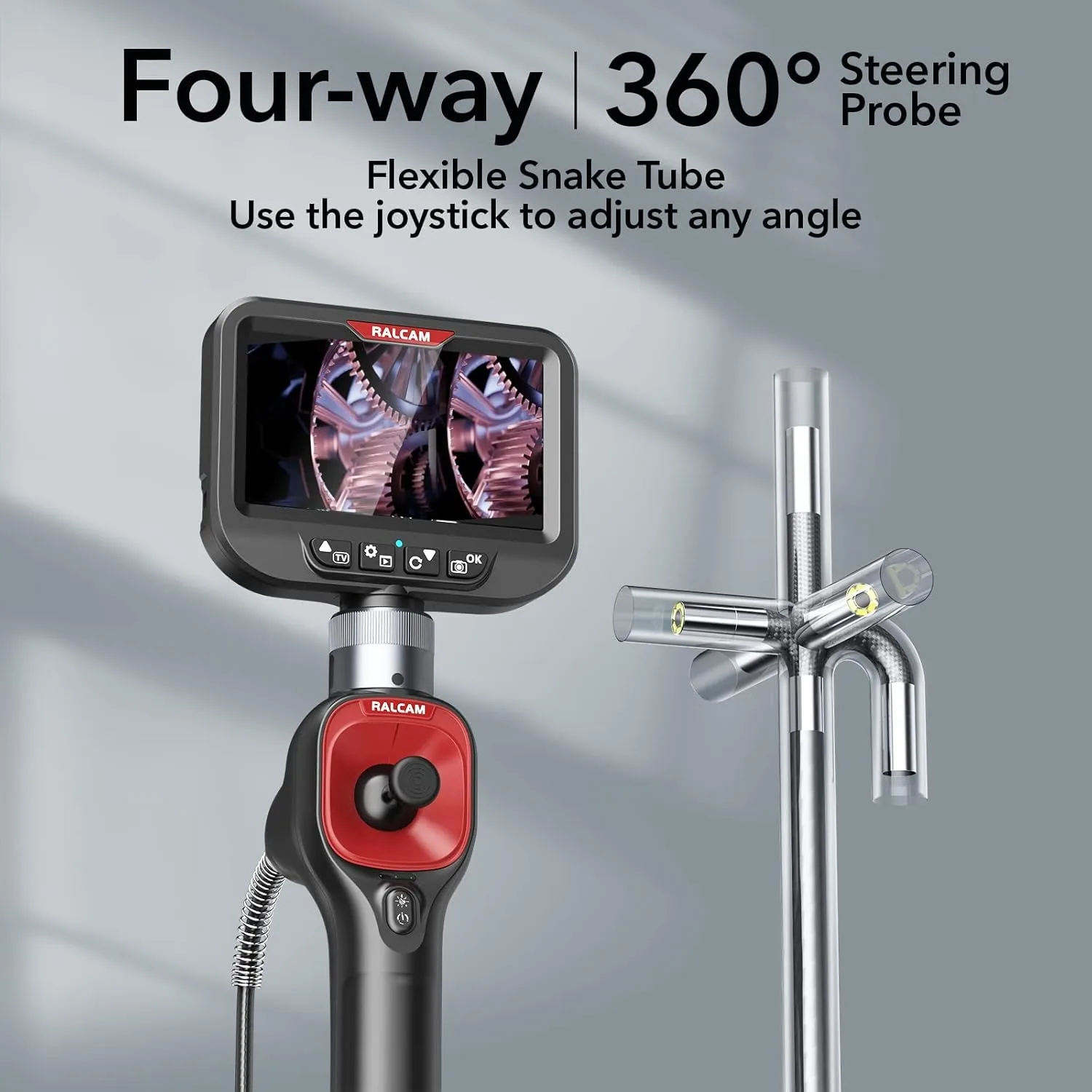 Ralcam 6.2mm Endoscopic Camera, 360° Rotatable, 4.3" HD 720P, Lightweight Inspection Camera with 6 LED Lights, IP67 Waterproof