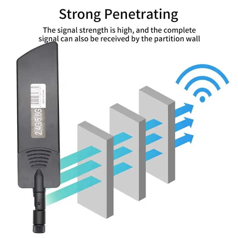 Dual Band Omni Antenna Router, antena sem fio, TS9 SMA Signal Booster para iot Module, Long Range, 15dbi, 2.4G, 5G, 5.8G