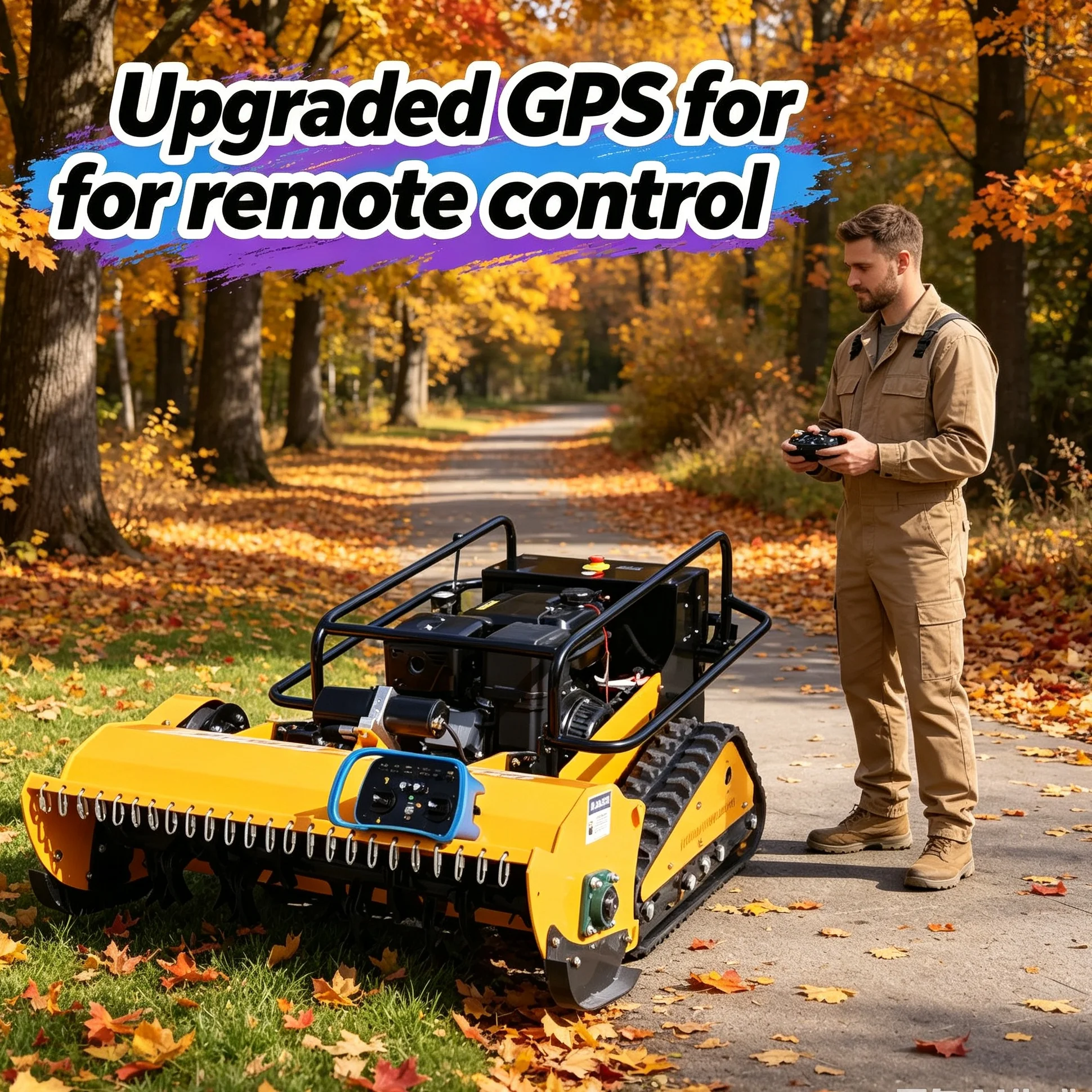 Customized wireless four stroke lawn mower robot,intelligent robot lawn mower,display screen and optional diesel power configura
