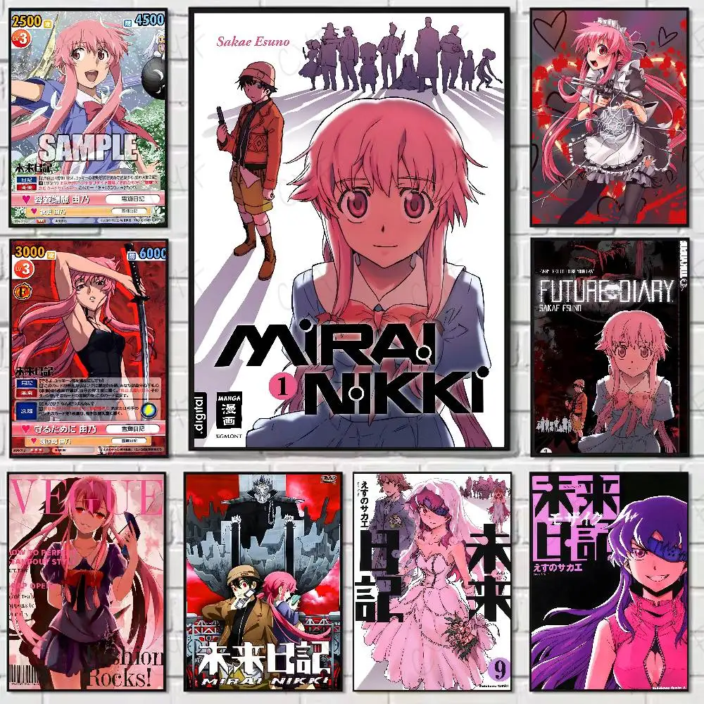 M-Mirai N-Nikki pôster 	   Arte de parede de alta qualidade para casa, escritório, quarto, sala de estar, corredor, bar, presente perfeito