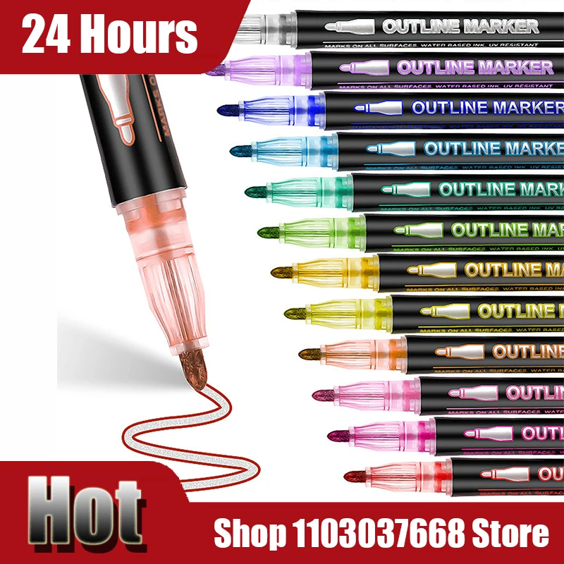 

60 цветов, высокое качество, металлический цветной контур, маркер, ручка для ручного счета, граффити, контурная ручка, офисные культура, образовательные принадлежности
