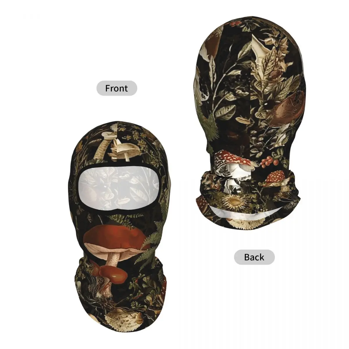 Midnight Mushrooms Forest Botanical Night Garden Breathable Thin Balaclava Full Face Mask Sun Protection Neck Gaiter For Outdoor