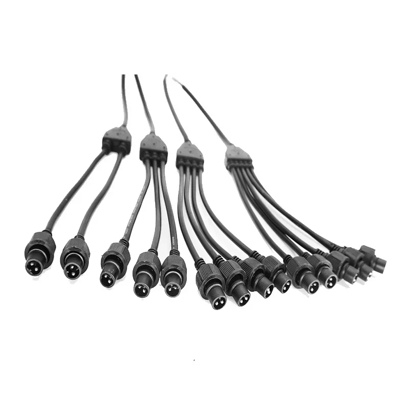IP67 2Pin Electrical Splitter with Male Female Wire Connectors 1 to 2 3 4 5 Y Type Cable Waterproof Connector Outdoor Led Strip