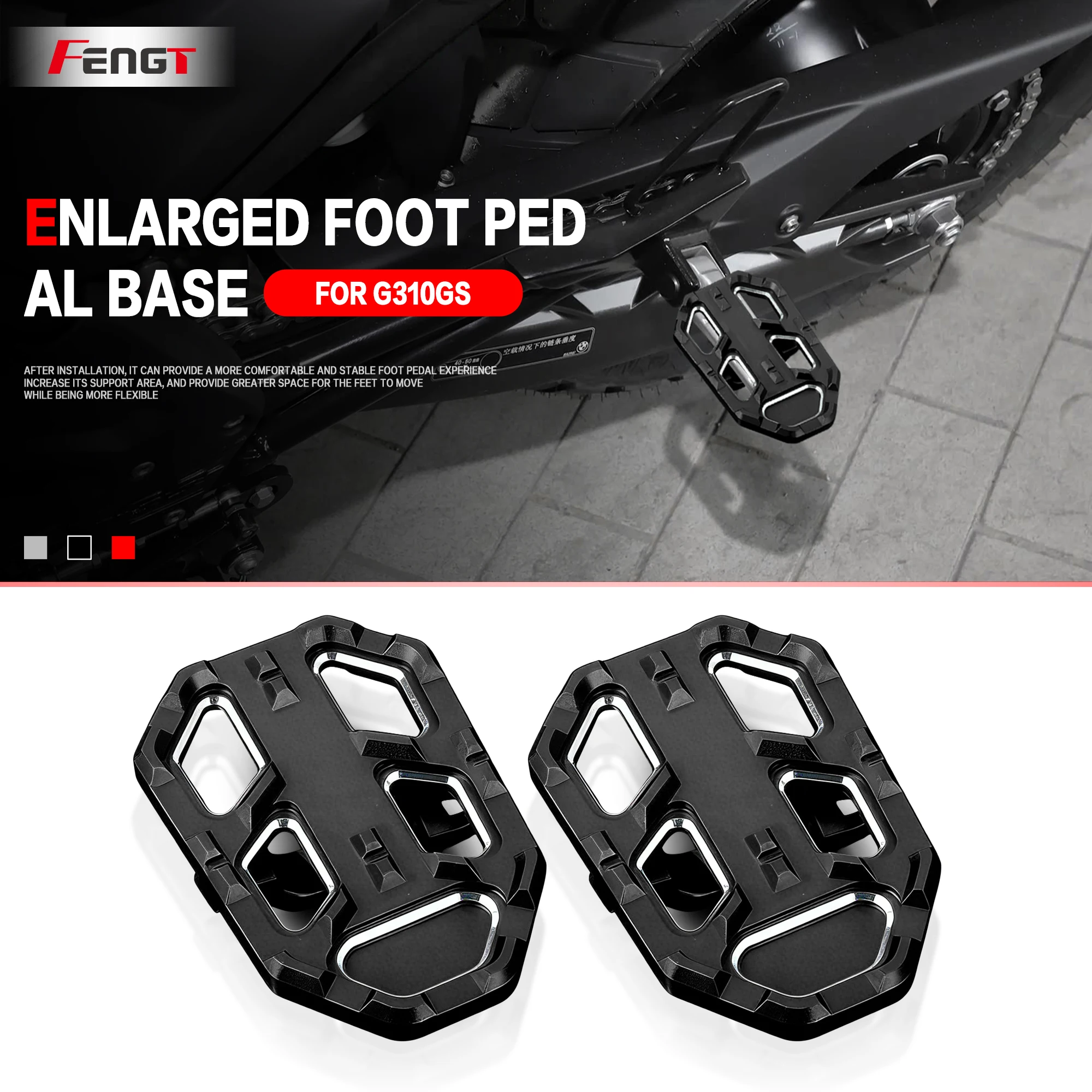 

Для BMW F750GS F850GS G310GS R1200GS S1000XR R Nine T Scrambler R Nine T Urban/GS: Широкие подножки из анодированного алюминия с ЧПУ