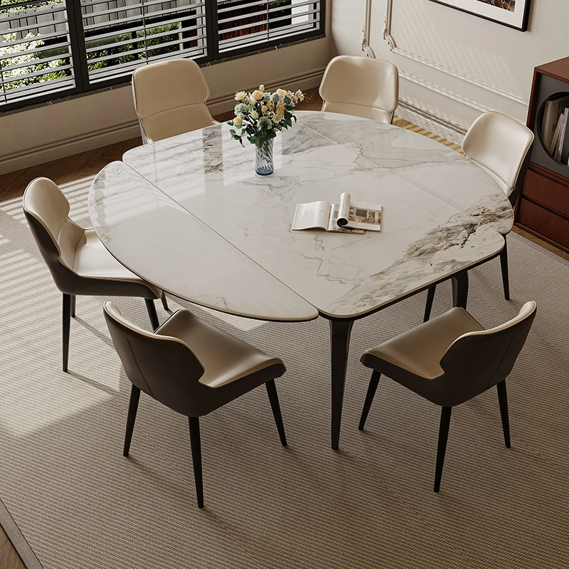 

Extendable Modern Dining Table Home Rectangle Waterproof Luxury Dining Table Folding Round Mesa De Centro De Sala Furnitures