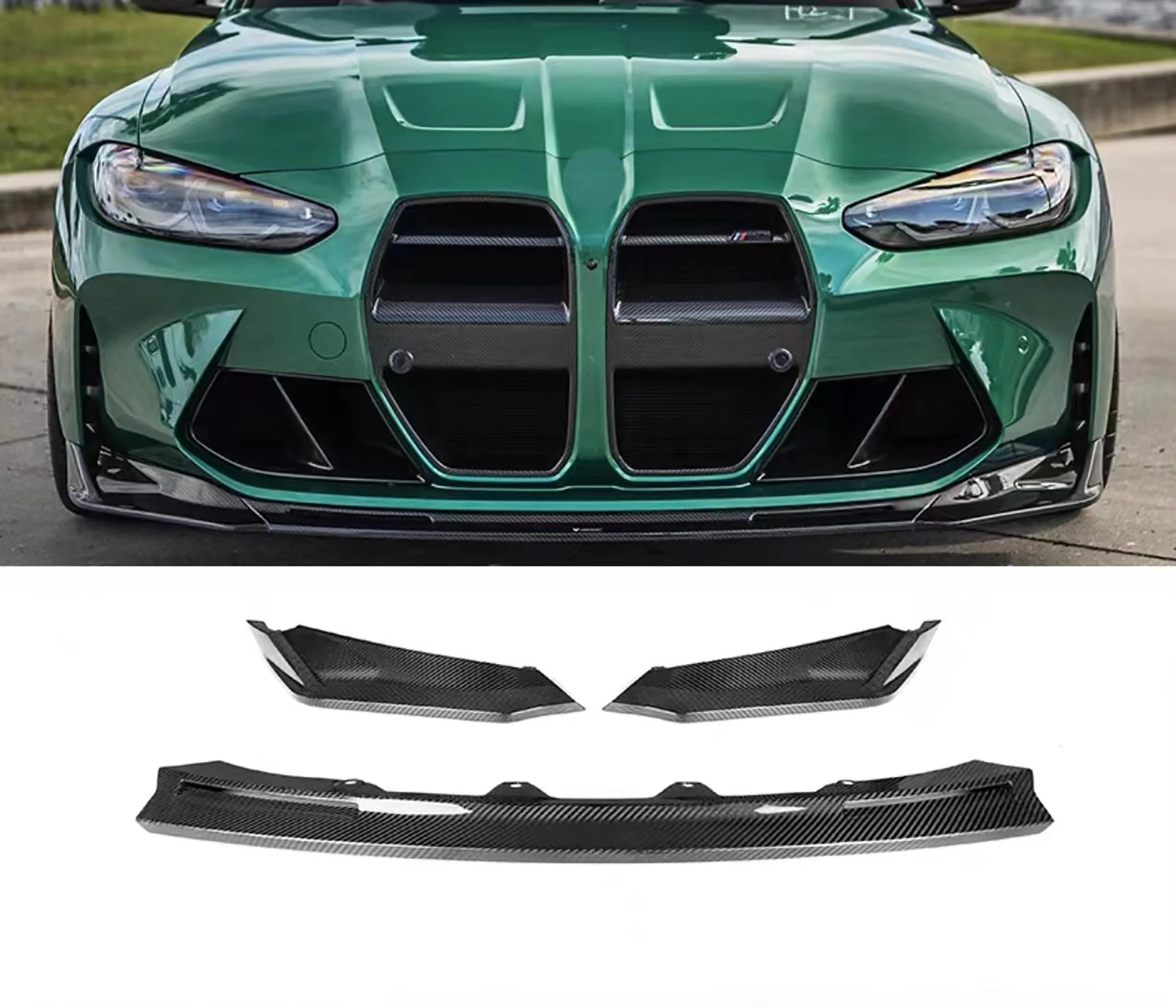

For BMW G80 G82 M3 M4 2021 2022 V Style Front Body Kit Dry Carbon Fiber Car Bumper Spoiler Diffuser Splitter Lip Exterior Parts