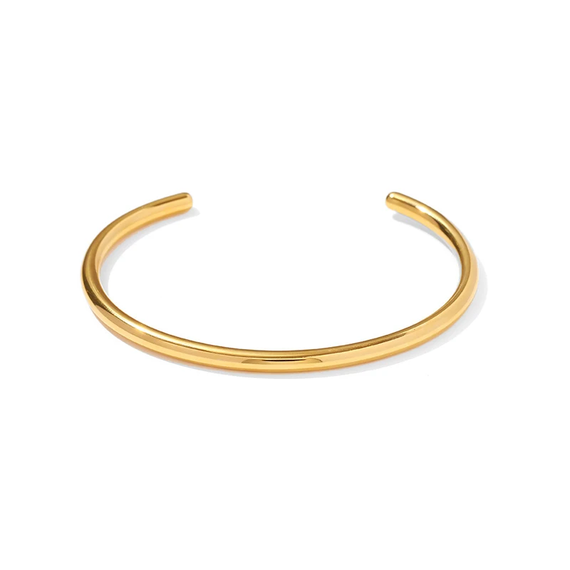 INS Trend Titanium Steel Smooth Basic Cuff Bangle Bransoletka dla kobiet Wodoodporna bransoletka do noszenia na co dzień Biżuteria
