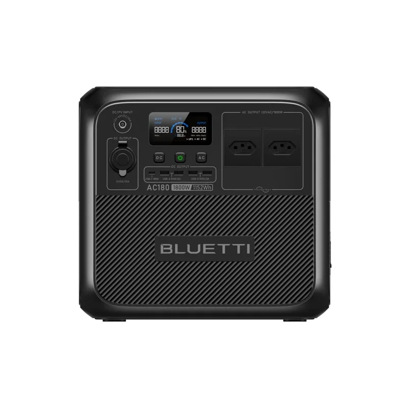 Bluetti AC180 Brazil Stock 1152Wh 1800W Portable Power Station Solar Generator LiFePO4 Battery 3500+ Cycle Solar Energy Camping