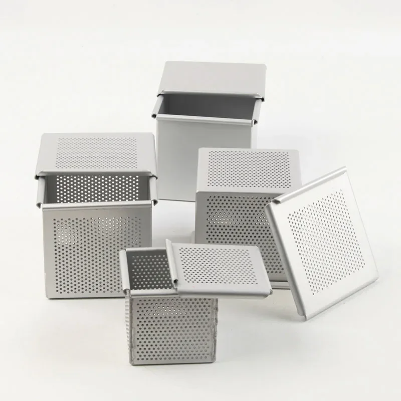 

Custom Size Aluminum Perforated Square Mini Cube Bread Mould Pans Cube Croissant Mould for Baking Pans and Pans