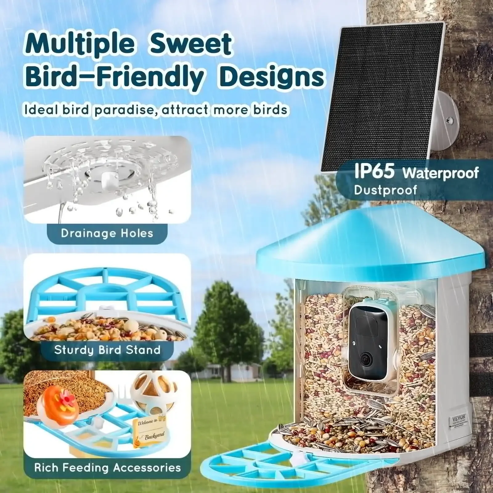 Smart Bird Feeder with Camera 2K HD AI Identify Bird Species Auto Capture
