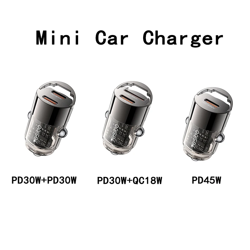 

Transparent Car Charger Car Charger Suitable PD 30W For iPhone Huawei Samsung