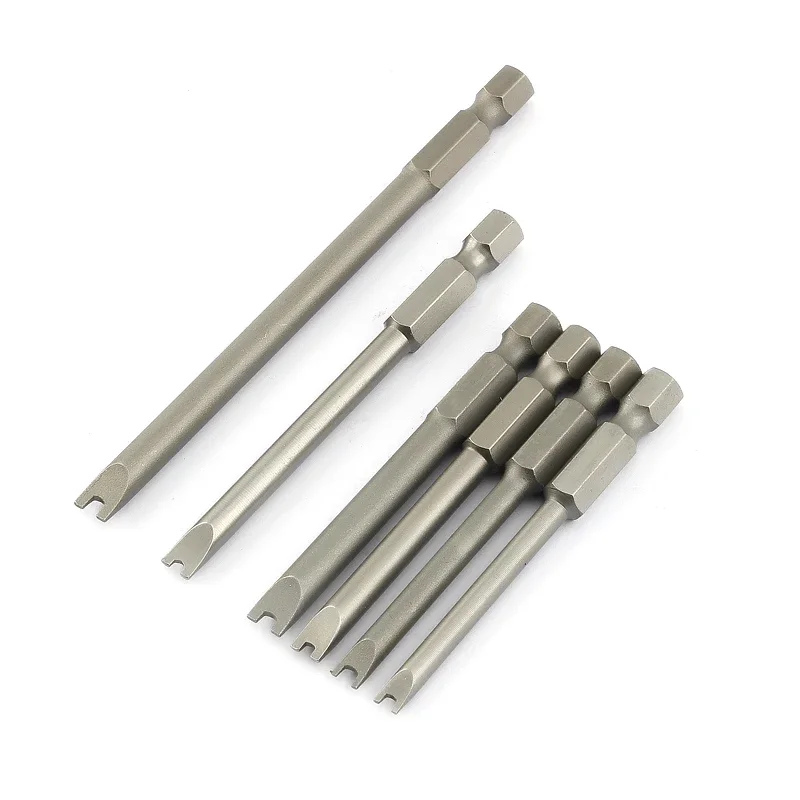 6Pcs U-Type 65 75 100mm Security Bit Set Tamper Proof Screwdriver Drill Bit Screw Driver Bits Hex Shank Magnetic U Shaped