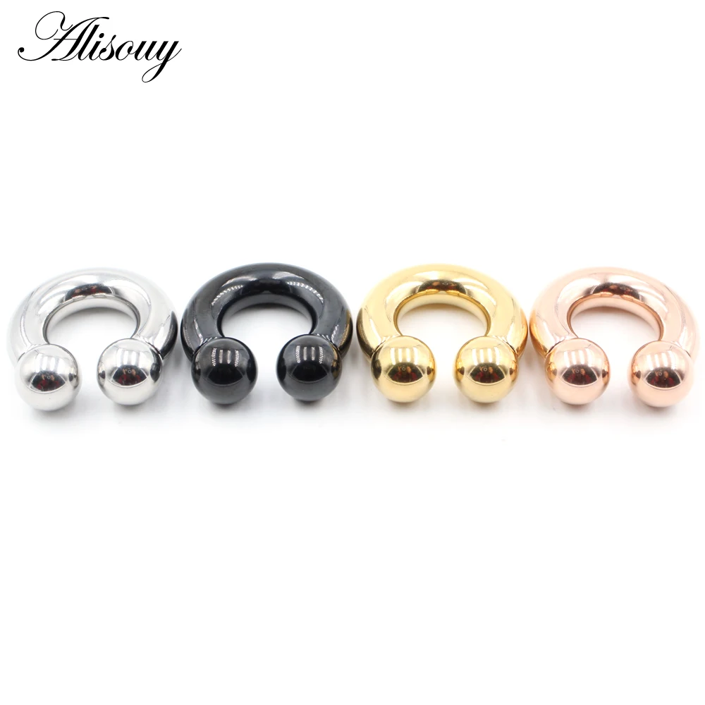 Alisouy 1PC Big Large Size Captive Bead Nose Ring Ear Plug Expander Guauge Male Genital BCR Hoop Earring Piercing Body Jewelry