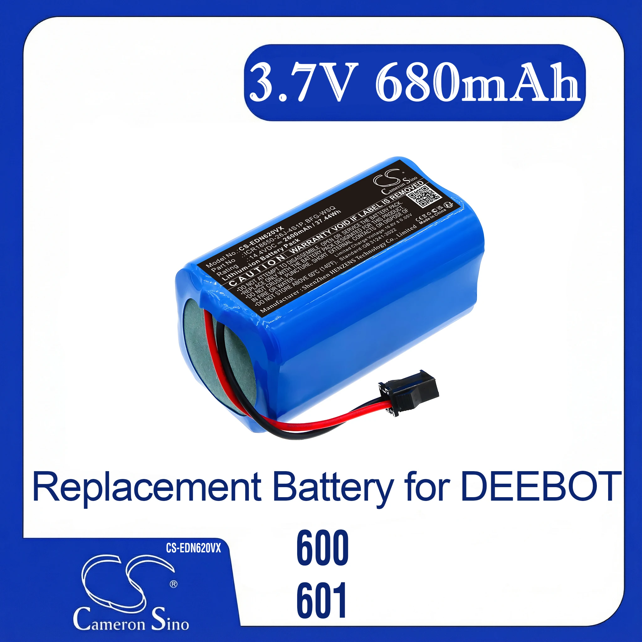 

Cameron Sino Replacement Battery for DEEBOT 600, 601, 605, 710, 715, Deebot 500,, Fits P/N 10002265