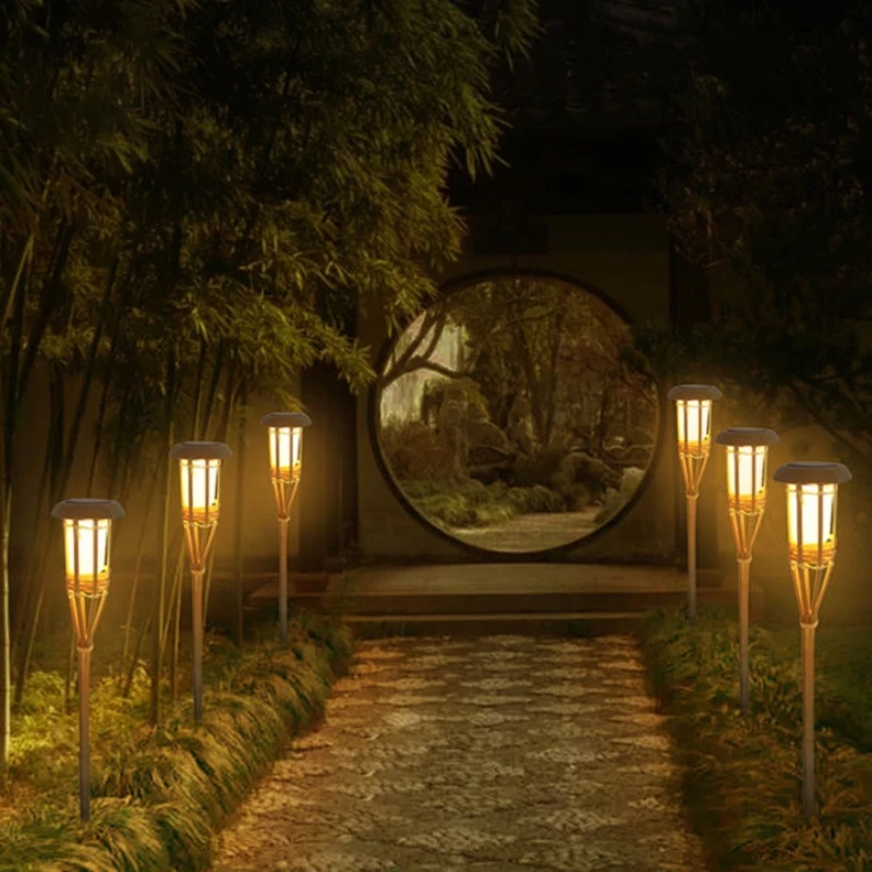 1/2/4PCS Outdoor Handcraft Bamboo Solar Garden Light Solar Spotlight Solar Spike Pathway Landscape Patio Outdoor image 4