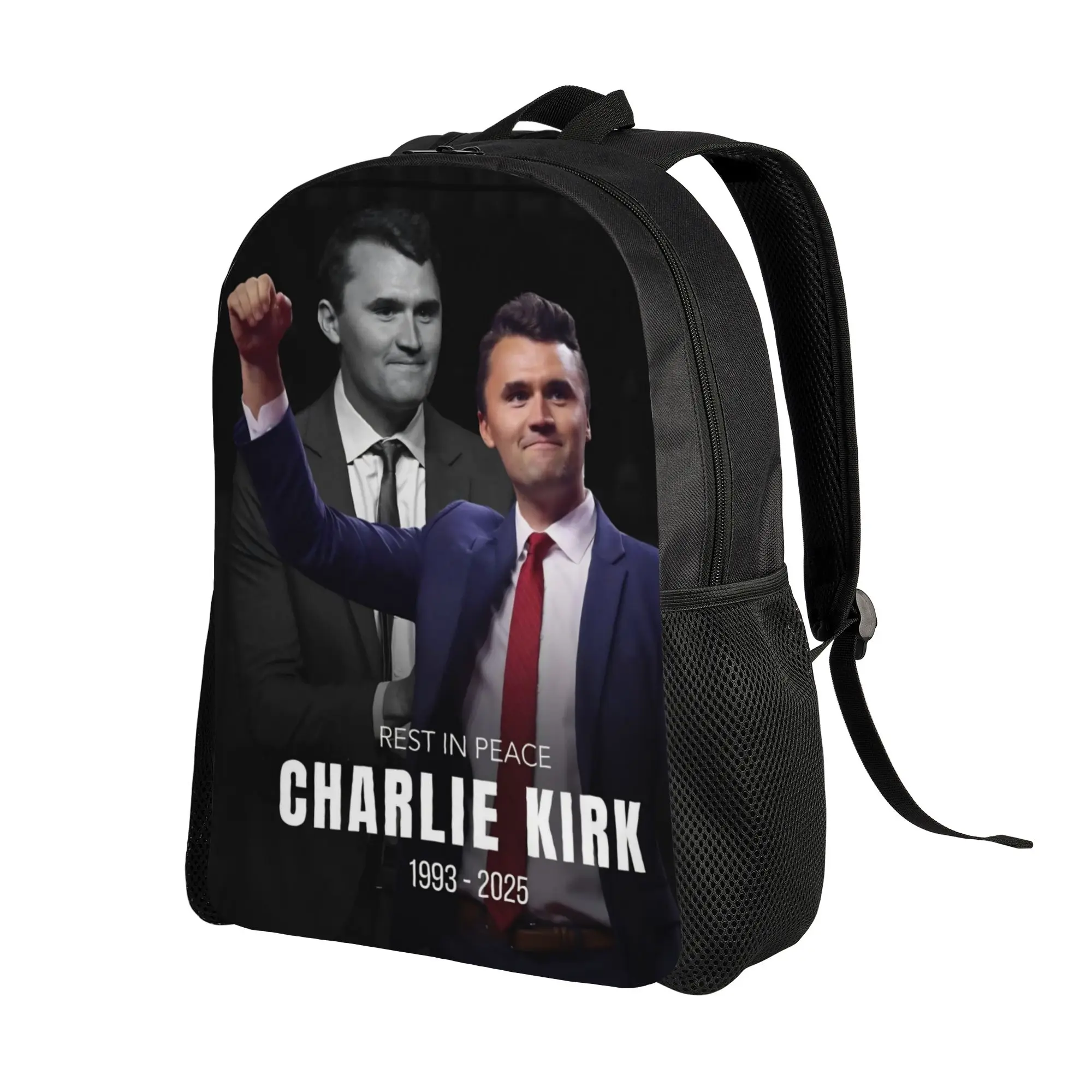 Rest In Peace Charlie Kirk Backpack  Boy Girl Polyester University Backpacks Big Kawaii High School Bags Rucksack