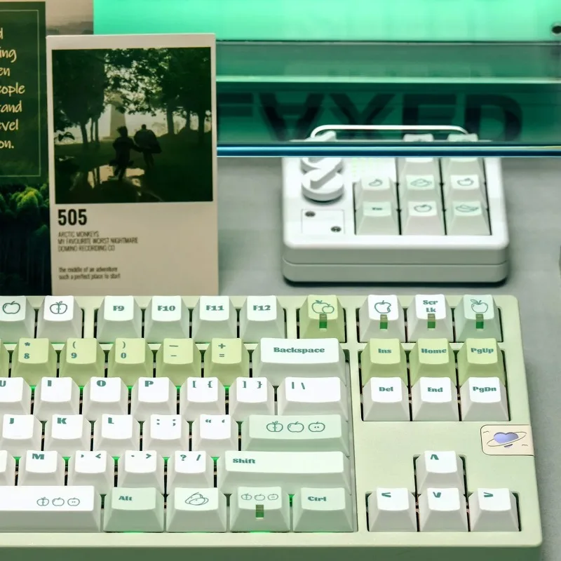 Green Apple Theme Keycaps PBT Material Cherry Profile 1.7mm Thick Dye Sublimation Mechanical Keyboard Keycaps Complete Set Nice