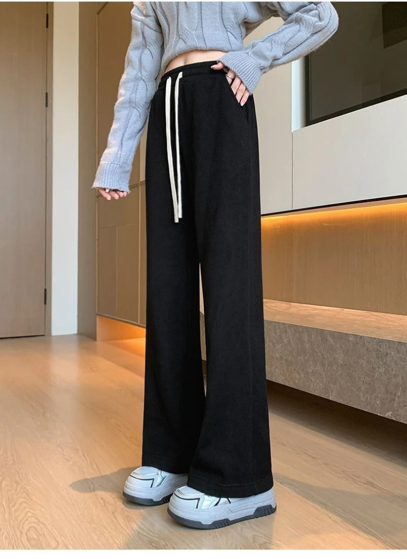 Women's Fleece-Lined Pants 2025 New Arrival, Thickened Warm Joggers for Winter, Casual Sporty Wide Leg Sweatpants for Outerwear
