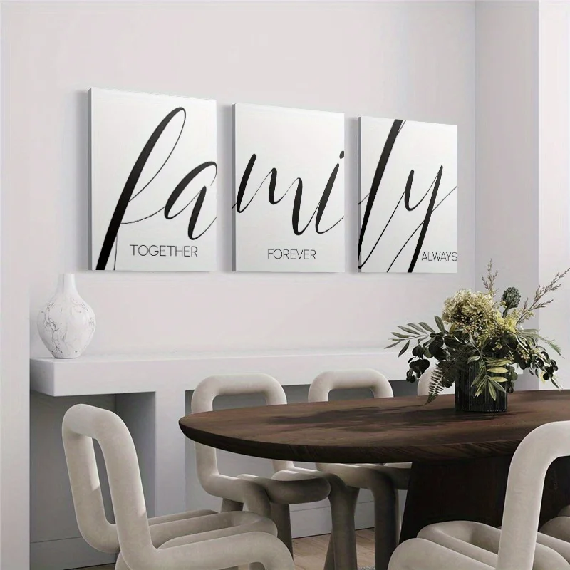 （NoFranme 3PCS）-3pcs Family Wooden Framed Canvas Painting, Wall Art, Living Room Decoration Bedroom Home Decor, Modern Minima