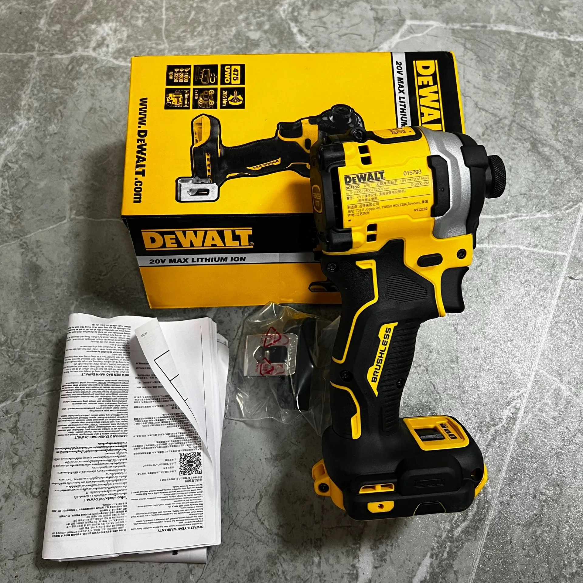 Imagem -03 - Driver de Impacto sem Fio Dewalt Dcf850 sem Escova Velocidades Ferramentas Elétricas de Lítio de 20v 3250rpm 3800ipm 205nm Ferramenta sem Capa 4