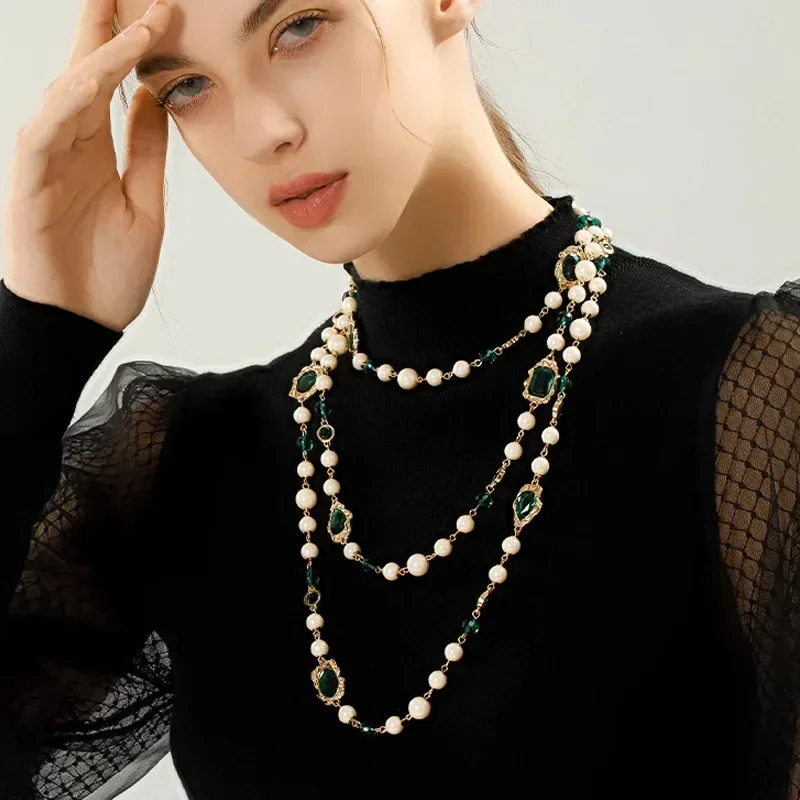 Luxury Long Sweater Chain Pearl Necklace