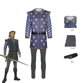 Anime Movie Shrek Cosplay Costume Prince Printed Uniform Set Halloween Christmas Stage Performance Costumes for Adult Men Set